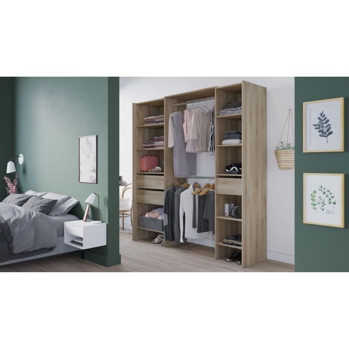 Dressing double extensible - L192 x P50 x H205 cm - Décor Chene Kronberg - MIAMI - DEMEYERE