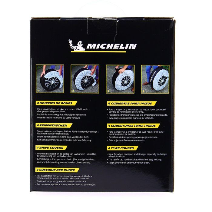 Lot de 4 Housses de rangement les roues ou les pneus taille universelle - MICHELIN - 15''a 19'' - En nylon avec poignée renforcée.