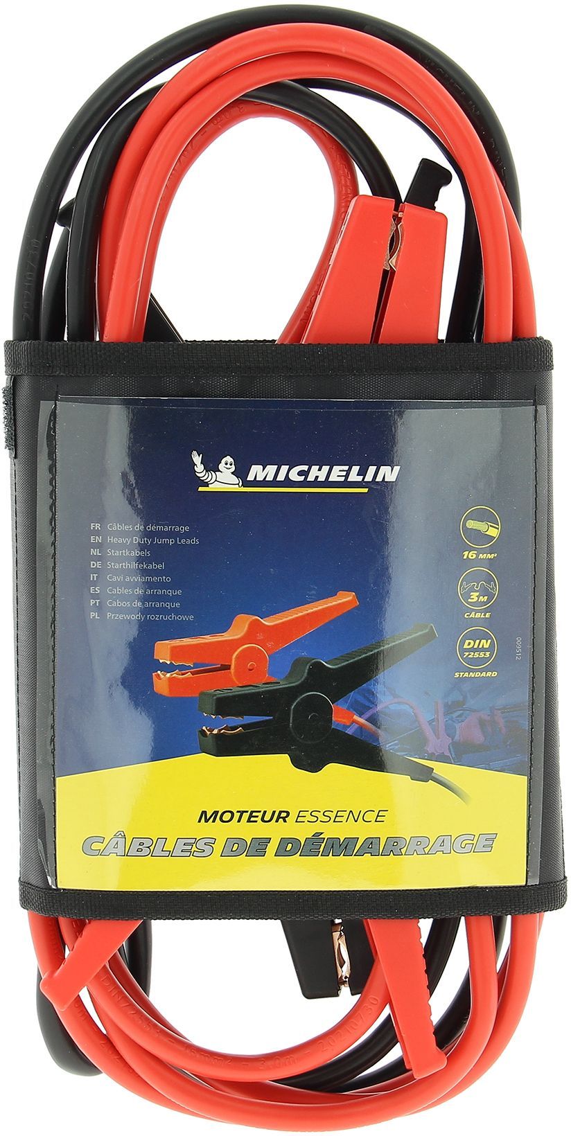 Câbles de démarrage - MICHELIN - 16mm2 de section - longueur de 3m - moteurs a essence de cylindrée maximale 2,5L