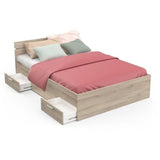 Lit adulte - MICHIGAN - 140 x 200 cm - 2 tiroirs / 1 niche - Chene Kronberg - DEMEYERE