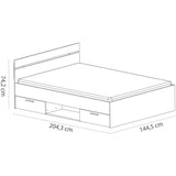 Lit adulte - MICHIGAN - 140 x 200 cm - 2 tiroirs / 1 niche - Chene Kronberg - DEMEYERE