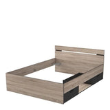 DEMEYERE Michigan Lit adulte 140x190 cm - 2 tiroirs et 1 niche - Industriel - Décor chene brossé et noir
