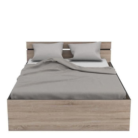 DEMEYERE Michigan Lit adulte 140x190 cm - 2 tiroirs et 1 niche - Industriel - Certifié PEFC 100% - Décor chene brossé et noir