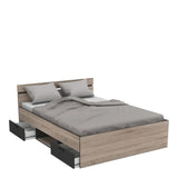 DEMEYERE Michigan Lit adulte 140x190 cm - 2 tiroirs et 1 niche - Industriel - Décor chene brossé et noir