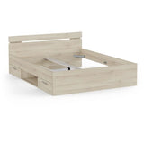 Demeyere Lit adulte MICHIGAN - 160 x 200 cm - Mulitiples rangements  - Chene brossé