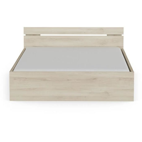 Demeyere Lit adulte MICHIGAN - 160 x 200 cm - Mulitiples rangements  - Chene brossé
