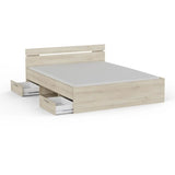 Demeyere Lit adulte MICHIGAN - 160 x 200 cm - Mulitiples rangements  - Chene brossé