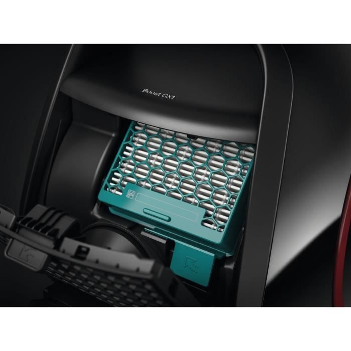 MIELE Boost CX1 Aspirateur traîneau sans sac - Technologie Vortex -78dB- Moteur PowerLine 890W - 4 positions - Noir liseré rouge