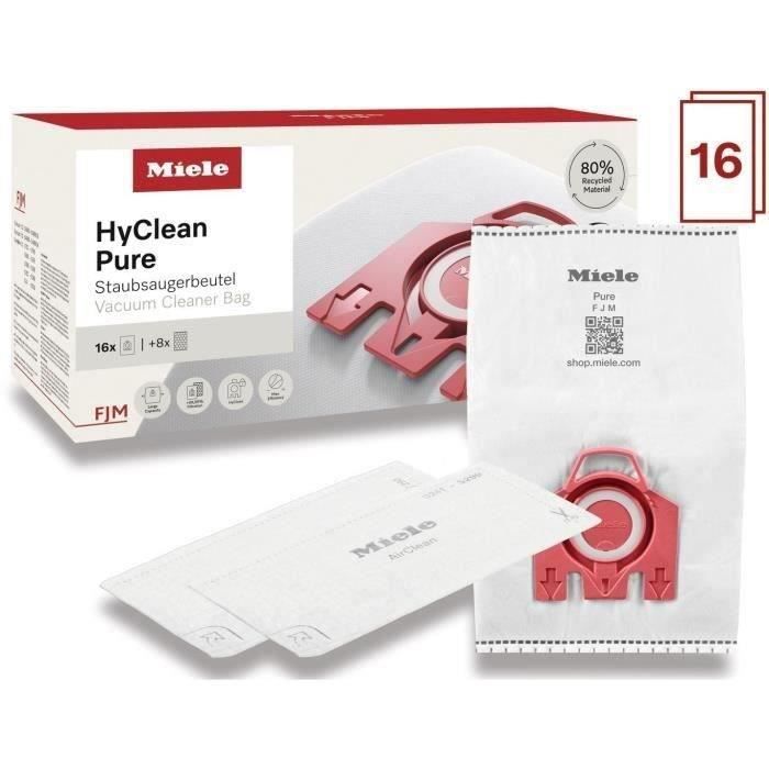 Consommables Aspirateurs - MIELE - Pack XXL FJM HyClean Pure - 16 sacs FJM, 80% matieres recyclées