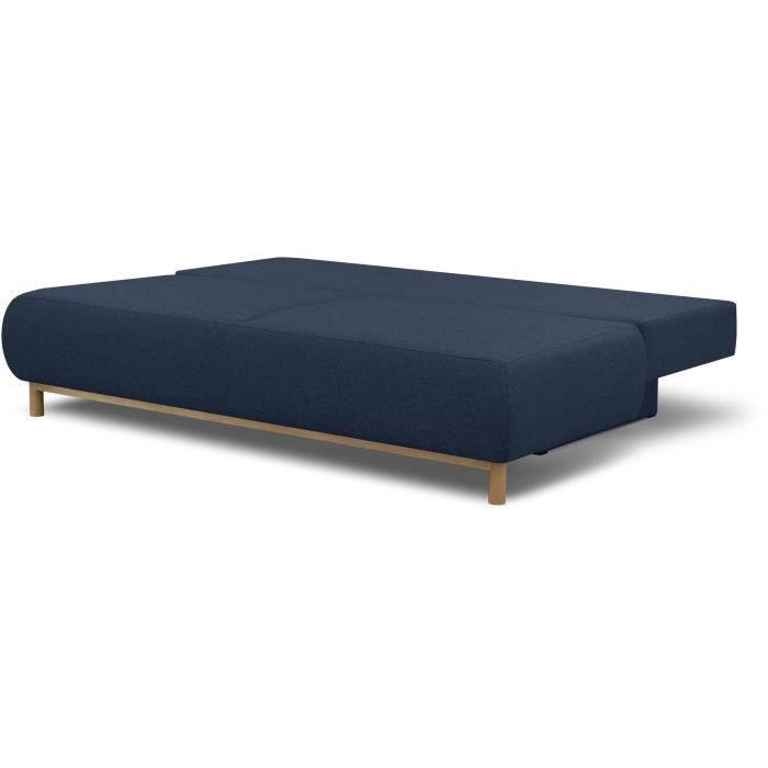 Banquette convertible 3 places MIKA - Tissu bleu foncÈ - Coffre de rangement - L 192 x H 84 x P 93 cm