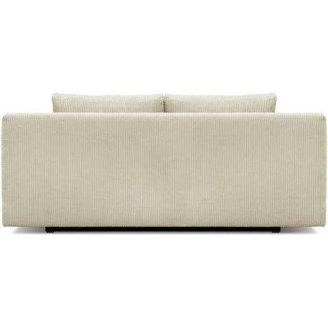 Canapé convertible - 3 places - MIKA - Velours côtelé beige - Coffre de rangement - L 192 x H 84 x P 93 cm