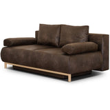 Canapé convertible - 3 places - MIKA - Tissu vintage cuir vieilli Marron foncé - Coffre - 192 x 84 x 93 cm