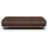 Canapé convertible - 3 places - MIKA - Tissu vintage cuir vieilli Marron foncé - Coffre - 192 x 84 x 93 cm