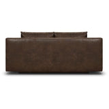 Canapé convertible - 3 places - MIKA - Tissu vintage cuir vieilli Marron foncé - Coffre - 192 x 84 x 93 cm
