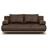 Canapé convertible - 3 places - MIKA - Tissu vintage simili cuir - Coffre de rangement - 192 x 84 x 93 cm