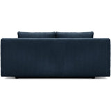 Banquette convertible 3 places MIKA - Velours cÙtelÈ bleu foncÈ - Coffre de rangement - L 192 x H 84 x P 93 cm