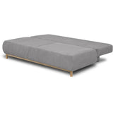 Banquette convertible 3 places MIKA - Velours côtelé gris clair - Coffre de rangement - L 192 x H 84 x P 93 cm