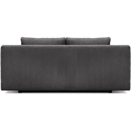 Canapé convertible - 3 places - MIKA - Velours côtelé gris foncé - Coffre de rangement - L 192 x H 84 x P 93 cm