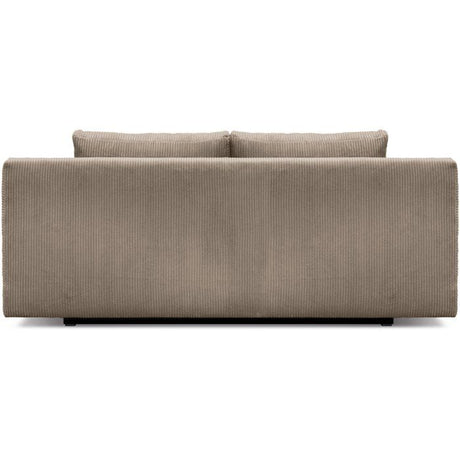 Canapé convertible - 3 places - MIKA - Velours côtelé taupe - Avec coffre de rangement - 192 x 93 x 84 cm