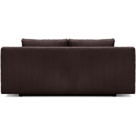 Canapé convertible - 3 places - MIKA - Velours côtelé marron foncé - Coffre de rangement - L 192 x H 84 x P 93 cm