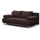 Canapé convertible - 3 places - MIKA - Velours côtelé marron foncé - Coffre de rangement - L 192 x H 84 x P 93 cm