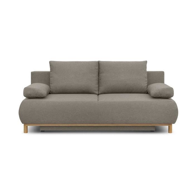Canapé convertible - 3 places - MIKA - Tissu beige - Coffre de rangement - L 192 x H 84 x P 93 cm
