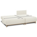 Canapé d'angle droit convertible - 3 places - MIKA - Tissu bouclettes écru - Coffre de rangement - 192 x 84 x 93 cm