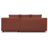 Canapé d'angle droit convertible - 3 places - MIKA - Tissu velours côtelé rouille - Coffre de rangement - 192 x 84 x 93 cm