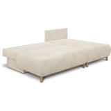 Canapé d'angle droit convertible MIKA 3 places - Velours côtelé beige - Coffre de rangement - L218 x P98/145 x H84 cm