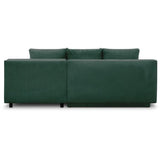Canapé d'angle droite convertible - 3 places - MIKA - Tissu velours côtelé vert foncé - Coffre de rangement - 192 x 84 x 93 cm