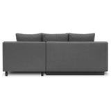 Canapé d'angle droit convertible MIKA 3 places - Tissu gris clair - Coffre de rangement - L218 x P98/145 x H84 cm