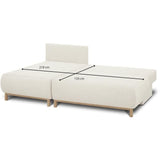 Canapé d'angle gauche convertible - 3 places - MIKA - Tissu bouclettes écru - Coffre de rangement - 192 x 84 x 93 cm