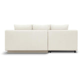 Canapé d'angle gauche convertible - 3 places - MIKA - Tissu bouclettes écru - Coffre de rangement - 192 x 84 x 93 cm