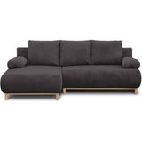 Canapé d'angle gauche convertible - 3 places - MIKA - Tissu velours côtelé gris taupe - Coffre de rangement - 192 x 84 x 93 cm