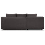 Canapé d'angle gauche convertible - 3 places - MIKA - Tissu velours côtelé gris taupe - Coffre de rangement - 192 x 84 x 93 cm