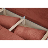 Banquette convertible 3 places MIKA - Velours cÙtelÈ Terracotta - Coffre de rangement - L 192 x H 84 x P 93 cm