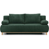 Banquette convertible 3 places MIKA - Velours cÙtelÈ Vert foret - Coffre de rangement - L 192 x H 84 x P 93 cm