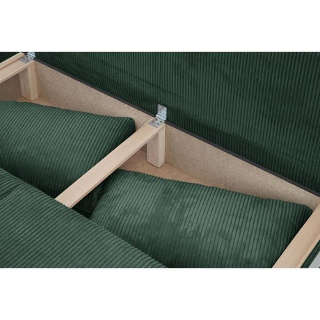 Canapé convertible - 3 places - MIKA - Velours côtelé vert foret - Coffre de rangement - L 192 x H 84 x P 93 cm