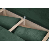 Banquette convertible 3 places MIKA - Velours cÙtelÈ Vert foret - Coffre de rangement - L 192 x H 84 x P 93 cm