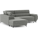 Canapé d'angle convertible - 3 places - MIKY - Tissu Gris anthracite - Coffre et tetieres - 262 x 235 x 96 cm - CONFORTEAM