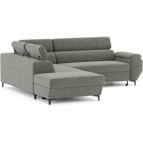 Canapé d'angle convertible - 3 places - MIKY - Tissu Gris anthracite - Coffre et tetieres - 262 x 235 x 96 cm - CONFORTEAM