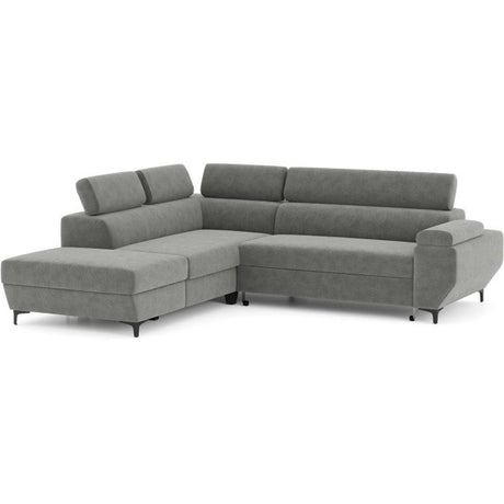 Canapé d'angle convertible - 3 places - MIKY - Tissu Gris anthracite - Coffre et tetieres - 262 x 235 x 96 cm - CONFORTEAM