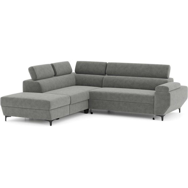 Canapé d'angle convertible - 3 places - MIKY - Tissu Gris anthracite - Coffre et tetieres - 262 x 235 x 96 cm - CONFORTEAM