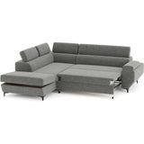 Canapé d'angle convertible - 3 places - MIKY - Tissu Gris anthracite - Coffre et tetieres - 262 x 235 x 96 cm - CONFORTEAM