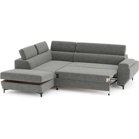 Canapé d'angle convertible - 3 places - MIKY - Tissu Gris anthracite - Coffre et tetieres - 262 x 235 x 96 cm - CONFORTEAM