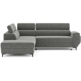 Canapé d'angle convertible - 3 places - MIKY - Tissu Gris anthracite - Coffre et tetieres - 262 x 235 x 96 cm - CONFORTEAM