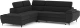Canapé d'angle convertible - 3 places - MIKY - Tissu Noir - Coffre et tetieres - 262 x 235 x 96 cm - CONFORTEAM