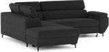 Canapé d'angle convertible - 3 places - MIKY - Tissu Noir - Coffre et tetieres - 262 x 235 x 96 cm - CONFORTEAM