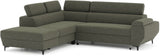 Canapé d'angle convertible - 3 places - MIKY - Tissu Vert foret - Coffre et tetieres - 262 x 235 x 96 cm - CONFORTEAM