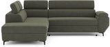 Canapé d'angle convertible - 3 places - MIKY - Tissu Vert foret - Coffre et tetieres - 262 x 235 x 96 cm - CONFORTEAM
